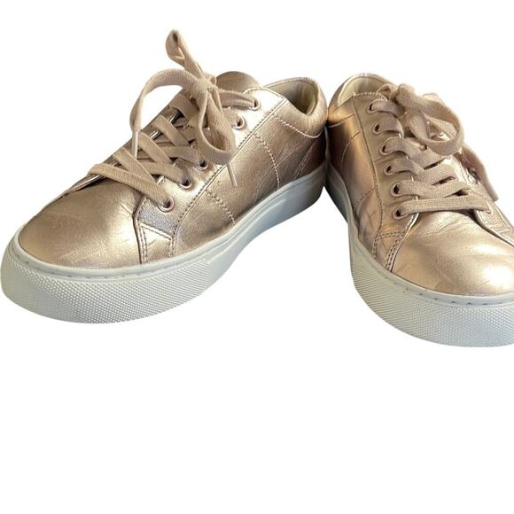 TORY BURCH AMALIA  SNEAKERS METALLIC NAPPA LEATHER ROSE GOLD SIZE 7.5M‎ - Picture 5 of 7